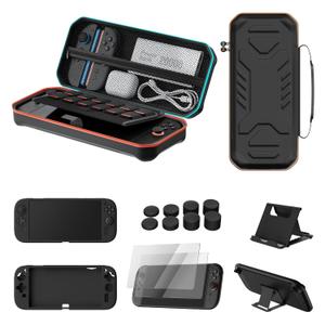 Hosanwell Switch2 13 in 1 Accessories Set for 2025 Nintendo Switch2 Model,Switch2 Hard Carrying Case with Switch2 Protective Case,8 Thumb Grip,2 Screen Protector,1 Stand