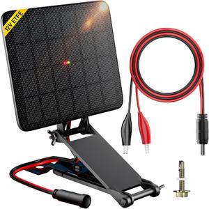 SUNAPEX Solar Panel for Deer Feeder: 12V 2.4W ETFE Waterproof Solar Battery Charger with Indicator Light, Adjustable Mounting Bracket for Game Feeder Timer, Rechargeable Batteries, Camera