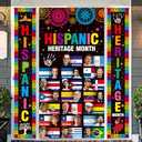 Hispanic Heritage Month Decorations Porch Sign Door Cover,Hispanic Heritage Month Banner Door Decorations Inspirational Spanish Hispanic Heritage Month for Classroom Office Home 2pack