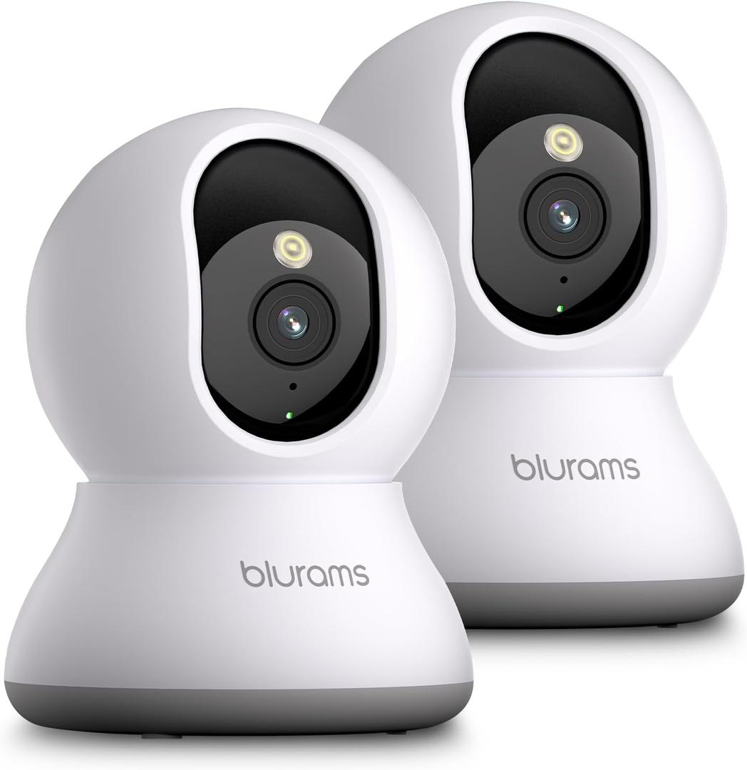 blurams Cameras for Home Security, 2K Pet Camera with Phone App, 360 PTZ Indoor Cameras, 2-Way Talk, Motion Tracking, Color/IR Night Vision, Cloud&SD, Works with Alexa (2Pack, 5GHz/2.4GHz Dual-Band)