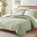 Geniospin King Comforter Set - 7 Pieces Textured Sage Green Bedding Sets, Shabby Chic Comforter Set, All Season Comfortable Bed in a Bag with Comforter, Sheets, Pillowcases & Shams