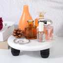 Decorative Round Marble Riser for Display,Marble Pedestal Tray for Home,Kitchen and Bathroom Countertop Organizer Counter Decor Tray.The Decorative Tray Non-slip,Stable（White Gray）