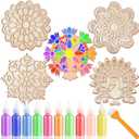 Ertyjikg 5 PCS Wooden Diwali Floral Rangoli Mat Art Kits DIY Diwali Mandala Sand Fill Rangoli Template Rangoli Decorative Boards for Indian Traditional Festival Home Decorations