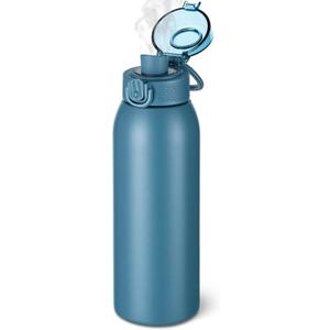 Insulated Water Bottle 24 oz with Dustproof Lid, Carry Handle & Tea Infuser, BPA-Free & Leakproof, Stainless Steel Water Bottles Ideal for Fitness, Hiking, Office & Outdoor Use Navy Blue