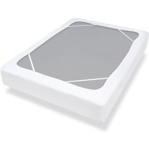 Twin Size Box Spring Cover with Smooth and Elastic Woven Material, Alternates for Bed Skirt, Wrinkle & Fading Resistant, Washable, Dustproof, White