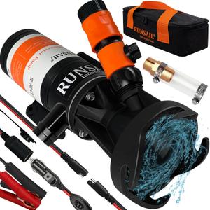 RV Macerator Pump, 12V RV Portable Macerator Waste Pump for Sewage, 12GMP Quick-Release Self-Priming Macerator Pump, Complete Water Pump Kit for Marine, Campers, Kitchen, Bathroom