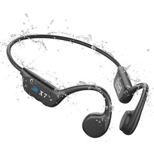 Swimming Headphones,Bone Conduction Headphones Bluetooth 5.4,IP68 Waterproof Wireless Earphones MP3 Player Built-in 32G Memory, Open Headset for Swimming Running (Cool Black)
