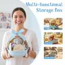 Baby Shower Gifts for Boys 12-in-1 Baby Boy Gift Set for Newborn, Premium Gender Reveal Gifts for New Parents, with Elephant Lovey, 100% Cotton Onesie, Photo Frame & Carriage Storage Case, Blue