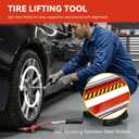 Portable Tire Jack Tool with Removable Handle, Tire Lifting Tool Detachable Metal Sliding Lock‑in Grip Handle, Roller Plate, Saving Wheel Lifter for Car SUV, Tire Removal