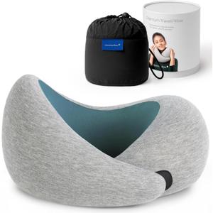 Ostrichpillow Go Neck Pillow, Travel Pillows for Airplanes, Premium Memory Foam Travel Pillow, 360 Ergonomic Design, Asymmetrical Sides, Travel Bag Included, Washable Modal Cover (Onesize, Blue Reef)