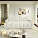 KEIKI 90.2" 4-Seater Modern Convertible Sofa Bed – Teddy Fabric Couch with Storage Seats, King Size 3-in-1 Sleeper Sofa for Living Room, Recliner Couch, Comfortable Sofa Bed for Families & Guests