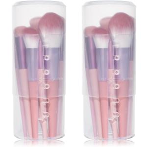Retractable Travel Makeup Brush Holder, Clear Plastic Brush Cup with Lid, Portable Brushes Organizer for Makeup Artists | Vanity, Multi-Purpose Pen Pencil Container & Straw Holder, 2pcs