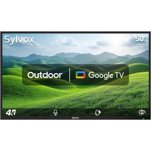 SYLVOX 50 Inch Outdoor Smart Television Weatherproof Google TV, 4K 700NIT High Brightness Temperature Resistant IP56 Waterproof TVs, Anti-Scratch, Suitable for Partial Sun (Patio Series)