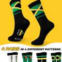 4 Pairs Jamaican Socks for Men Women Funny Dress Jamaican Flag Crew Socks Novelty Jamaica Souvenirs Gifts Party Favors Holiday Birthday Gifts
