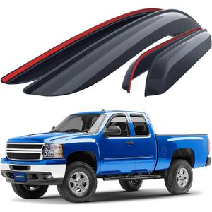 Goodyear Shatterproof Window Deflectors for Trucks Chevrolet Silverado/GMC Sierra 2007-2013 Extended Cab, Tape-on Rain Guards, Window Visors, Vent Deflector Visor, Truck Accessories, 4pcs-GY003256LP