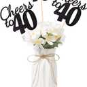 3 x Gexolenu Cheers to 40, 10 Pack Double-Sided Black Glitter 40th Birthday Centerpieces for Tables, 40th Birthday Table Toppers Party Centerpiece Sticks Party Supplies
