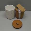 JOJUNO White Ceramic Canister Set with Wooden Lid, 3-Piece Airtight Food Storage Jars for Kitchen Counter - Flour, Sugar, Coffee, Tea, Spice - Small, Medium, Large Sizes - Stone Texture