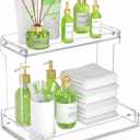 NPPLUS Bathroom Countertop Organizer, 2-Tier Clear Acrylic Counter Storage Shelf for Bathroom Counter Organizer, Clear Makeup Storage Vanity Trays for Cabinet, Kitchen Spice Rack