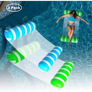 Inflatable Pool Floats Adult Size Water Hammock,Pool Rafts Lounge Chairs Floating,4-in-1 Multi-Purpose Pool Floaties Toys,Floats for Swimming Pool,for Adults Vacation Fun and Rest (Blue & Green)