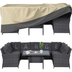Patio Furniture Covers Waterproof Heavy Duty, 144"x108" Large Outdoor Dining Table and Chair Covers, Anti-UV, General Purpose Outside Sectional Sofa Set Covers