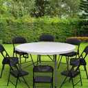 4.5FT Round Table, Round Folding Table 54 inches, Bifold Round Table, Plastic Dining Table, Event Commercial Table for Wedding, Party, Garden, Patio