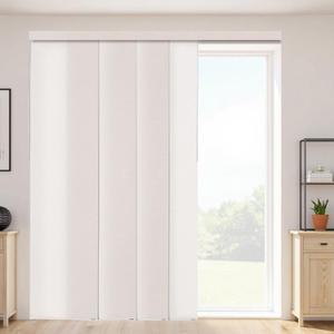 VEVOR Panel Track Blinds, Extendable Track from 45.8 in to 86 in W, Trimmable Panel Curtains Up to 96 in H, Adjustable Vertical Panel Blinds for Sliding Doors, Patio Doors, Room Divider, Light Brown, 98.4"W x 85.8"H