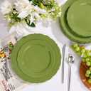 U-QE 100PCS Olive Green Plastic Plates - Plastic Green Plates Disposable Heavy Duty - Olive Disposable Plates for Party Including 50PCS 10'' Dinner & 50PCS 7.5'' Dessert Plate