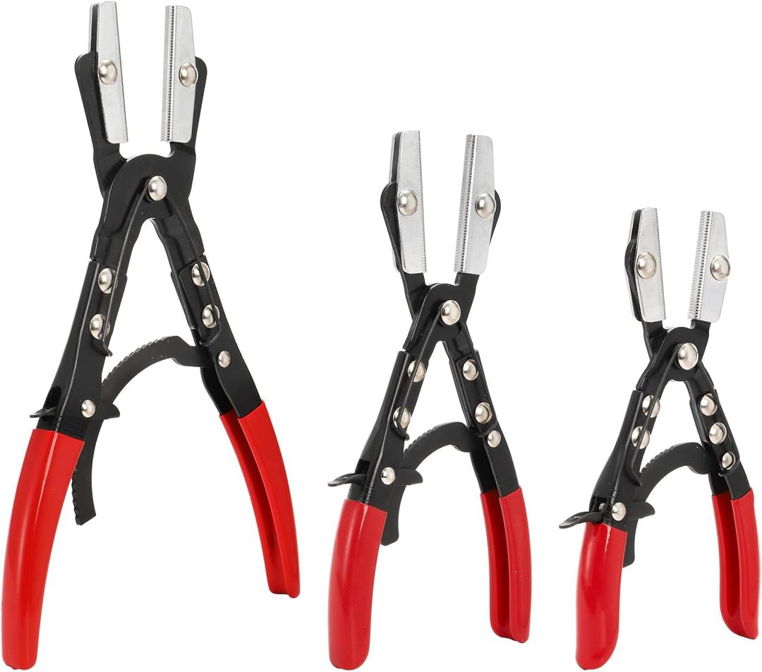 Yarlung 3 Pack Hose Pinch Off Pliers Set, 8/10/12 Inch Metal Steel Hose Clamp Plier, Automatic Locking Ratcheting Pliers for Automotive Coolant Line, Radiator, Fuel Hose