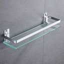 Bathroom Glass Shelf Tempered Glass Rectangular Extra Thick Aluminum Silver Sand Sprayed Wall Mounted 9.84 inches