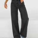EMMIOL Baggy Jeans Women Straight Leg Mid Rise Boyfriend Wide Leg High Waisted Cute Trendy Y2K Loose Fit Pants Stretchy (Black, M)