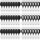 50 Pcs Badge Reels Retractable Heavy Duty Id Badge Holders Retractable Clip Keychain Bulk with Carabiner Lanyard Key Ring for Office Work Employee Nurse ID Card and Keychain (Black)