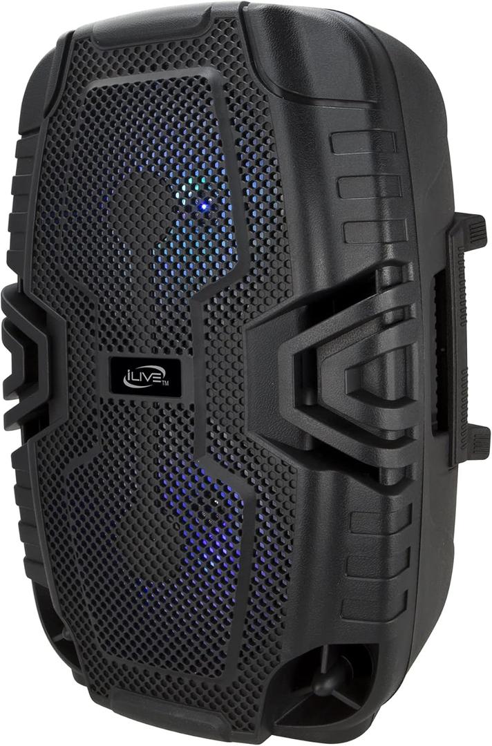 iLive Electronics Wireless Tailgate Party Speaker, LED Light Effects, Carry Handle, Black (ISB250B)
