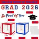 2026 Graduation Decorations, Red and Blue Graduation Decorations, Balloons Boxes (4PCS) with Letters 2026 GRAD So Proud of You, Congrats Grad Decorations for High School & College