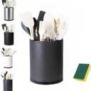 LIBODOUR Utensil Holder,Large 360Rotating Kitchen Utensil Holder For Counter,Cooking Silverware Organizer Stainless Steel Caddy Flatware Spoon Spatula Tool Cutlery Container