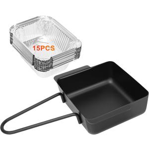 Grill Drip Pan for Home Depot Nexgrill 720-0830H 720-0830D 720-0896, Grease Catcher Cup Box for 720-0882A 720-0925P 720-0888S 720-0898, Grease Pan for Cuisinart CGG-7400, 15 Pack Aluminum Foil Liners