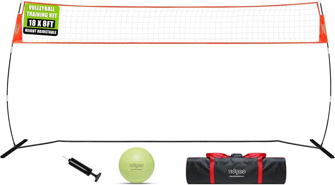 18FT Portable Volleyball Net Set for Backyard with Height Adjustable Poles