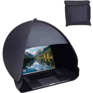 Portable Sun Shade for Working Outside - Up to 18" UV Shield & Sun Tent | Foldable Outdoor Computer Cover with Glare Reduction | Fits Most Laptops (Black)