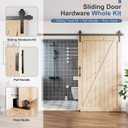 EaseLife 8FT Sliding Barn Door Hardware Track Kit & Handle,Big Industrial Spoke Wheel Pulley,Wall Mount,Slide Smoothly Quietly,Easy Install,Black,96" Track Fit for 44-46" Wide Opening (No Door)