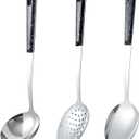 3-Piece, Stainless Steel Serving Spoons Set with Slotted Spoon, Serving Spoon and Perforated Spoons, Soup Ladle,Kitchen Cooking Utensils Set