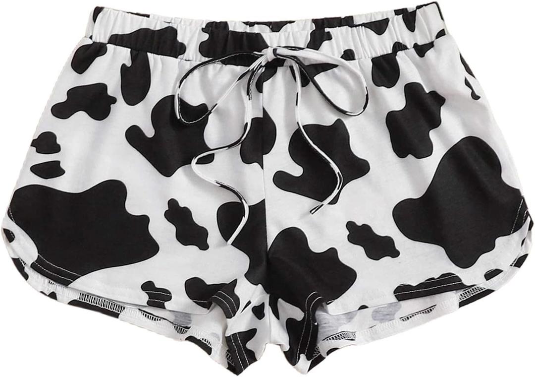 Avanova Women's Tie Dye Shorts Elastic Waist Casual Yoga Running Workout Active Shorts (Large, Cow) Avanova Women's Tie Dye Shorts Elastic Waist Casual Yoga Running Workout Active Shorts (Large, Cow)