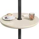 Umbrella Table Tray with Hole, Portable Outdoor Side Table, Beige, 14.8 x 14.8 x 0.9 inches