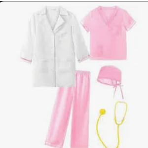 ReliBeauty Doctor Costume for Kids 5 Pieces Set with Stethoscope and Surgical Cap, Size 120