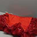 HuiSiFang Women's Homecoming Dress Bodycon Bubble Off Shoulder Solid Ruffle Dresses Sleeveless Pleated Tutu Mini Dress (3X-Large, Red)