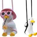 2Pcs Cool Swinging Duck Car Ornament  Cute Rearview Mirror Hanging Accessory, Dashboard Dcor, Duck Gift for Drivers and Car Lovers