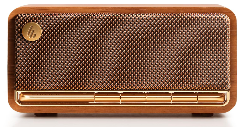 Edifier Retro Wood Bluetooth Speaker,Wireless Portable Speakers with 20W Stereo Sound,Vintage Decor Speaker with AUX,USB Soundcard,Micro SD Brown