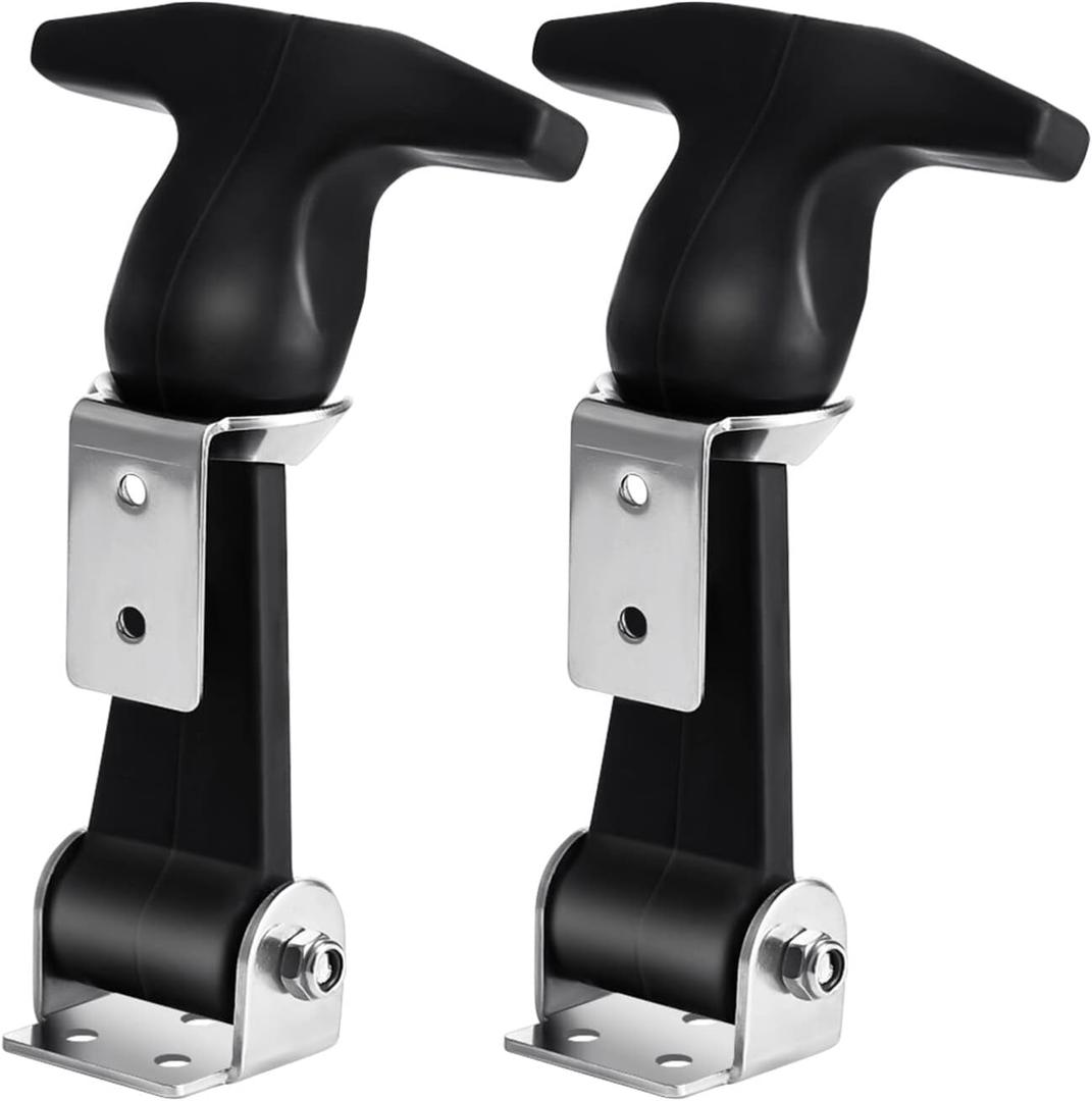 Angoily 2pcs Handle Rubber Latch Stainless Steel Draw Latches for Tool Box Automotive Trucks and Engineering Machines Flexible Hood Catch with Brackets