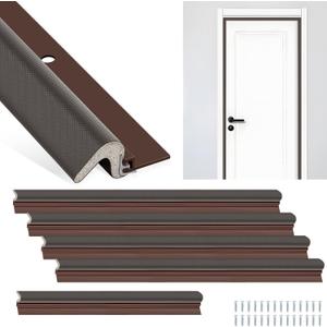 Yuntau 5 Pcs Screw on Door Weather Stripping 42" 36" Weather Stripping Door Seal with Aluminum Carrier and Foam Gasket Exterior Weatherstripping V Shaped Soundproof Seal for Sides and Top (Brown)