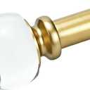 Adjustable 36-72'' Warm Gold Curtain Rods for Windows 24-68'', 1'' Diameter Heavy Duty Window Drapery Rod with Acrylic Knob Finials, Single Decorative Window Treatment Rod, Easy Install