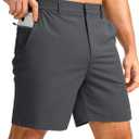 Men's Casual Shorts 7" Lightweight Golf Shorts for Men Stretch with 3 Pockets Quick Dry Breathable Work Shorts (Dark Grey,M)