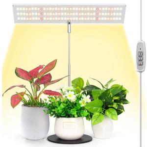 LORDEM Grow Light, Full Spectrum LED Plant Light for Indoor Plants, Height Adjustable Growing Lamp with Auto On/Off Timer 4H/8H/12H, 4 Dimmable Brightness, Ideal for Home Desk Plant Lighting